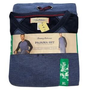 Tommy Bahama Pajama Set Men’s M Navy Blue Long Sleeve Crew Neck and Pants NEW